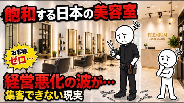 1つの地域にあまりにも多くの美容室がオープンしている。日本の美容室業界では飽和と静かな崩壊が進行している。